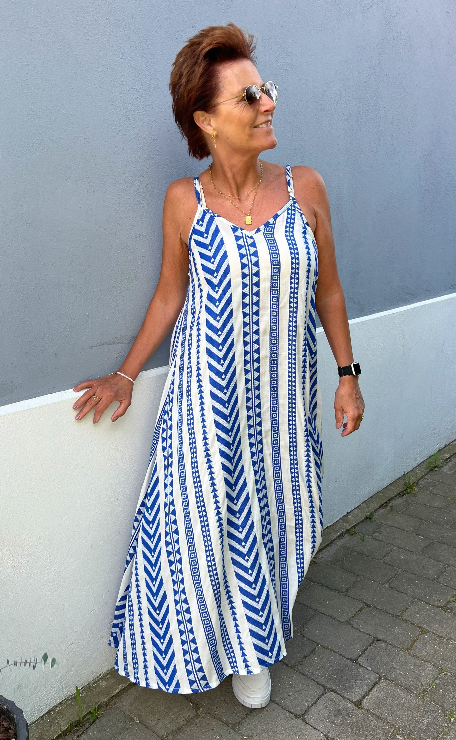 Say INA Copenhagen Kjole - Paulina - White / Blue