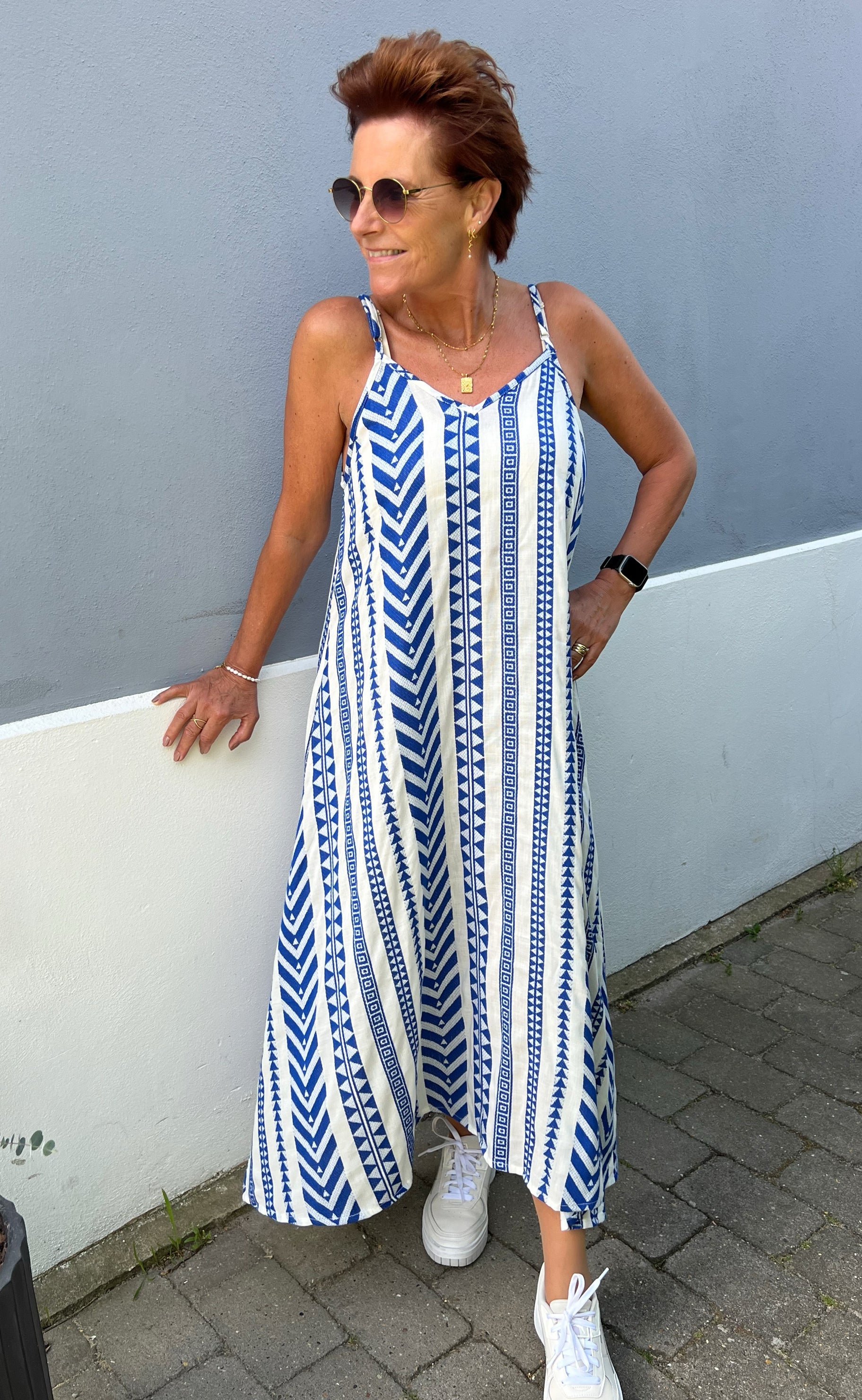 Say INA Copenhagen Kjole - Paulina - White / Blue