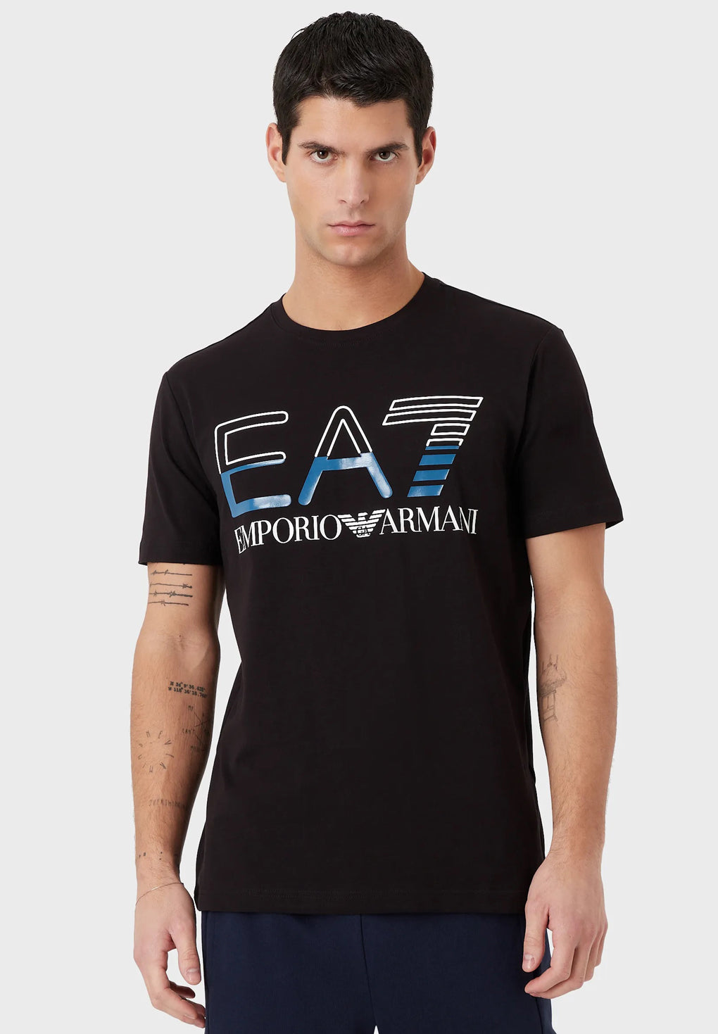 EA7 Logo Series Stretch Cotton-jersey T-shirt Udsalg