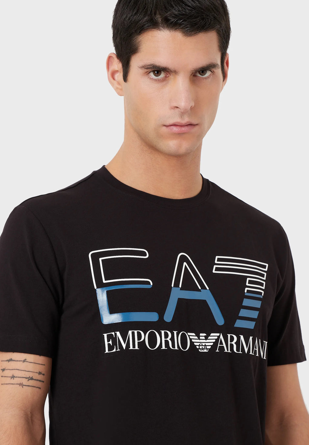 EA7 Logo Series Stretch Cotton-jersey T-shirt Udsalg