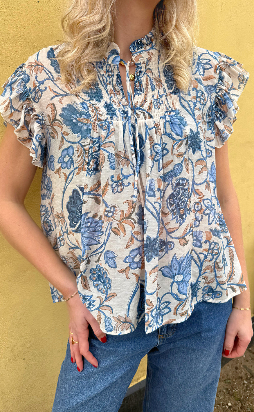 Say INA Copenhagen Bluse - Emmi - Blue Flowers
