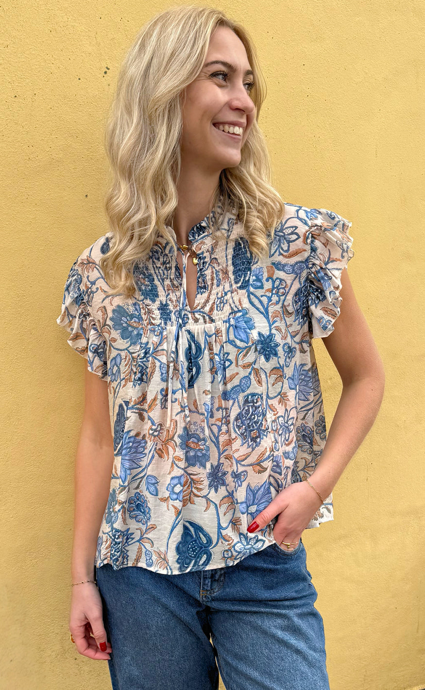 Say INA Copenhagen Bluse - Emmi - Blue Flowers