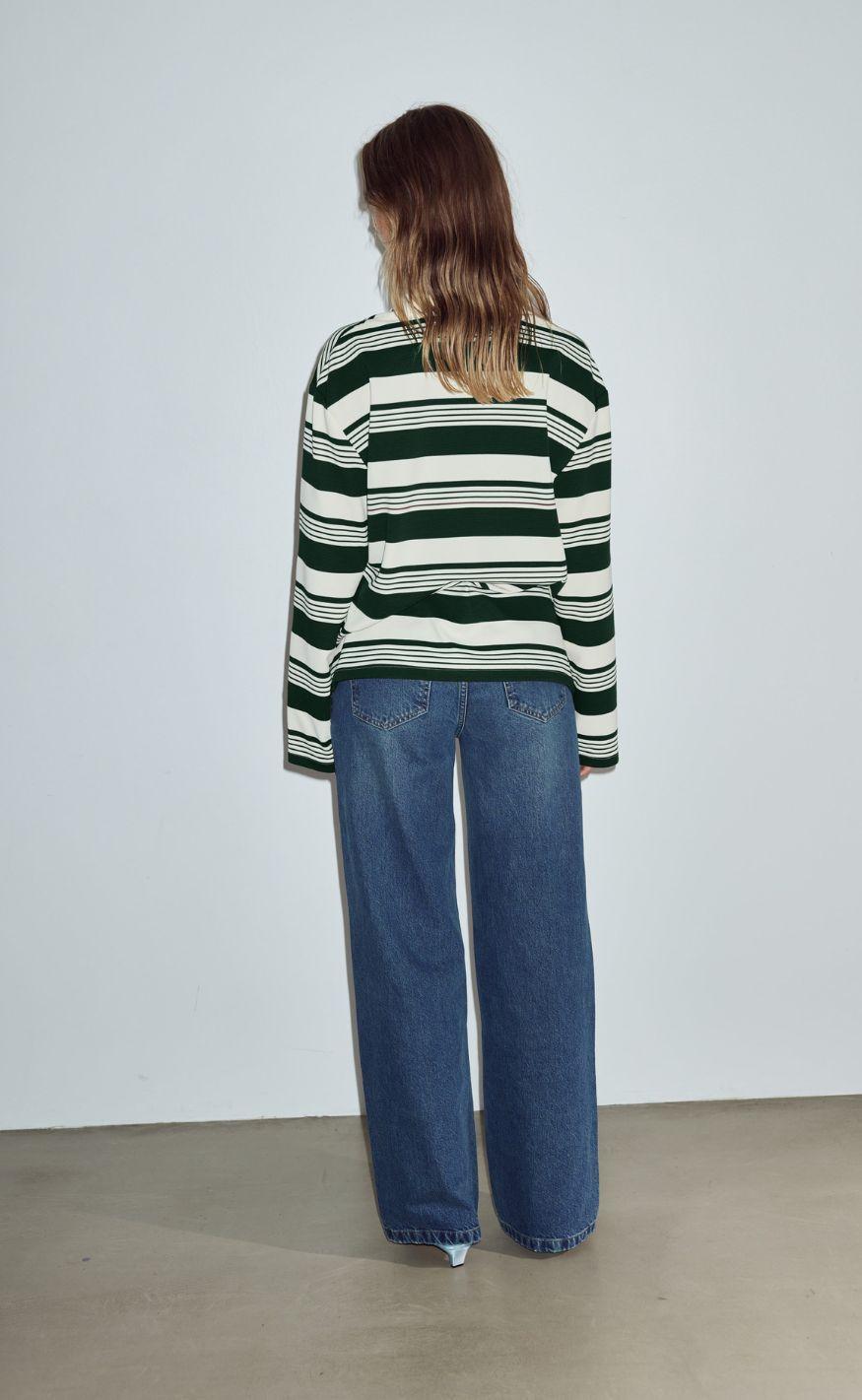 Noella Polo - Lynlee Polo - Green Offwhite Stripe