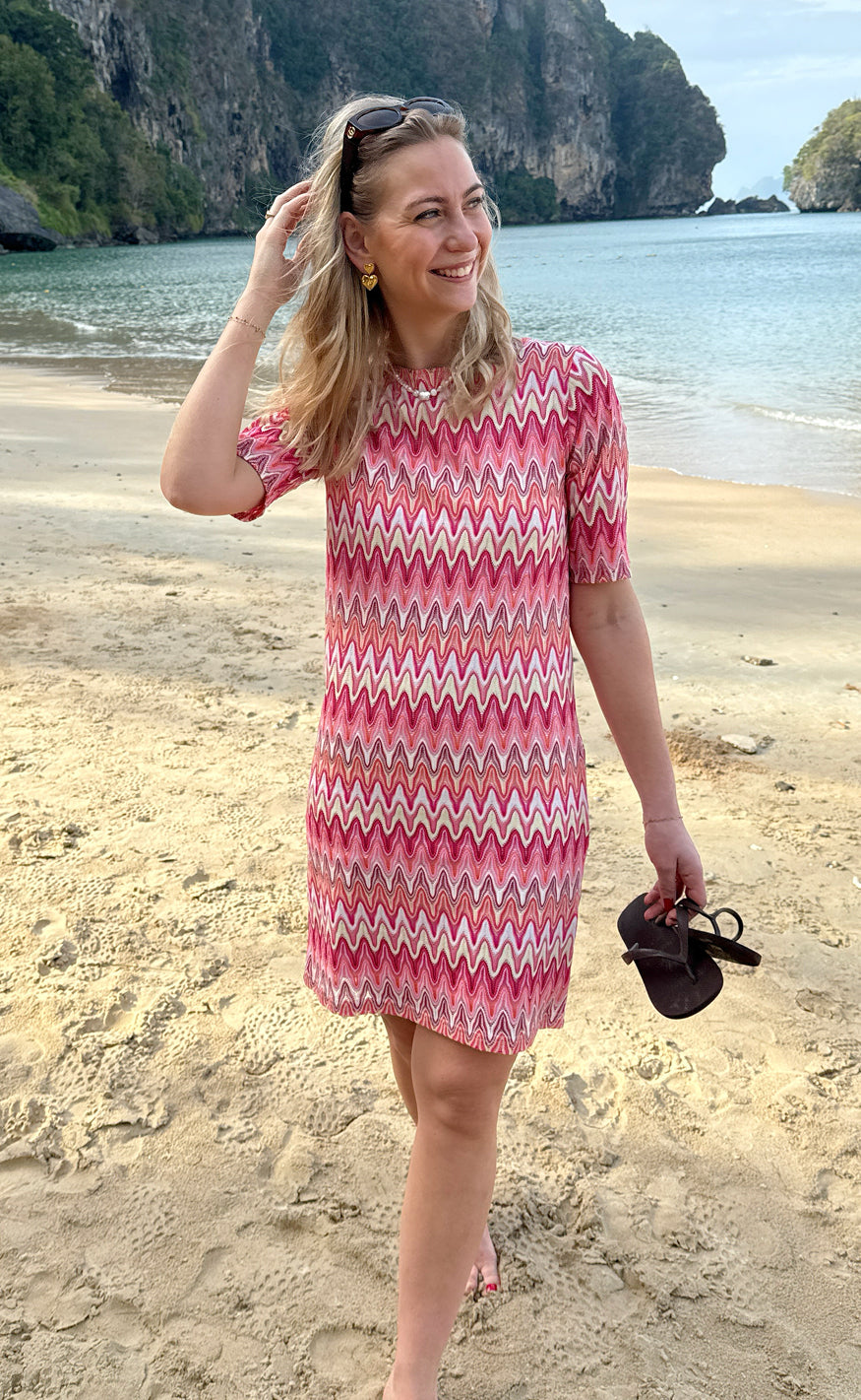 Say INA Copenhagen Kjole - Diana - Pink Zig Zag
