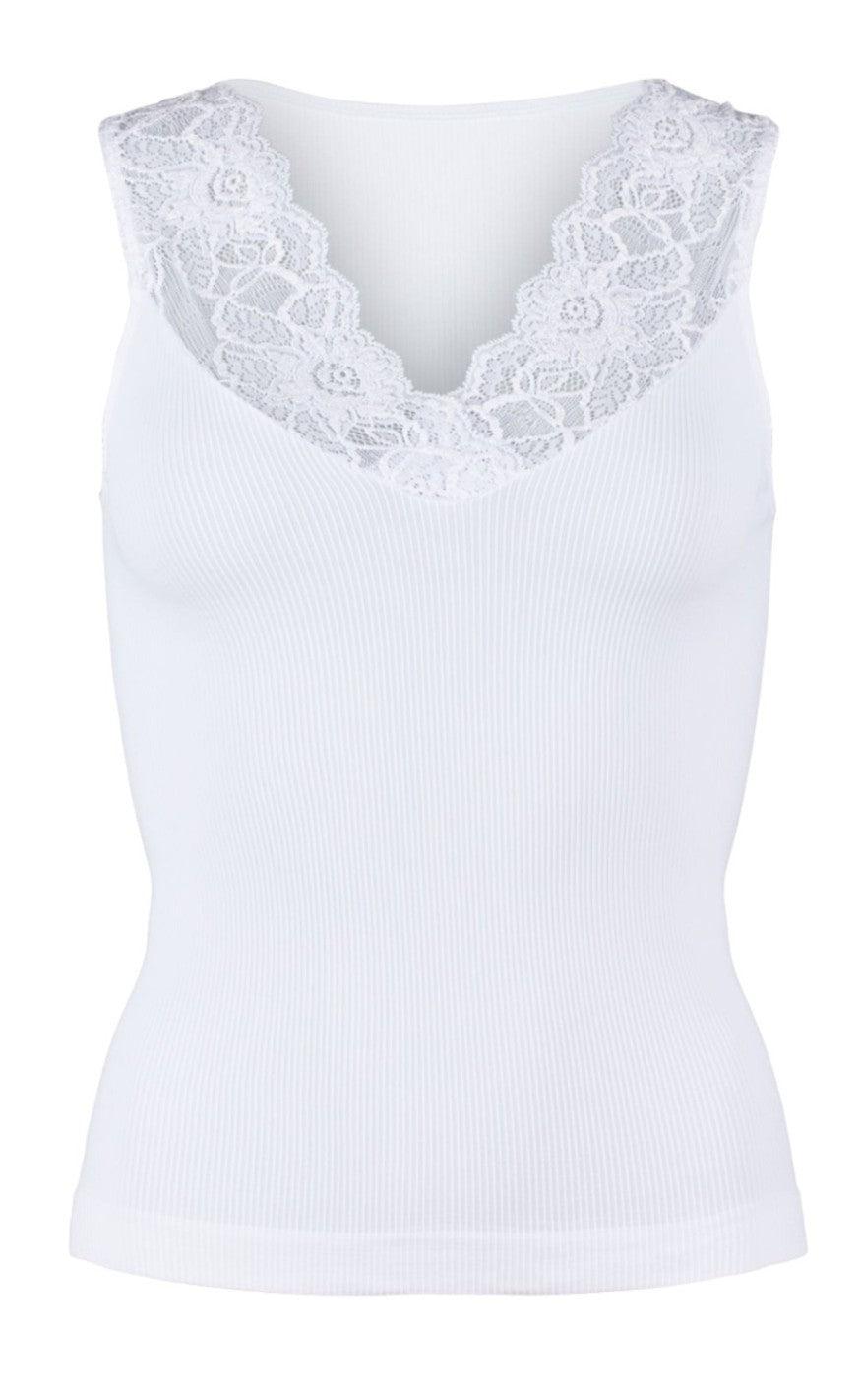 Tim & Simonsen Top - Belen V-Lace - White (vendbar)