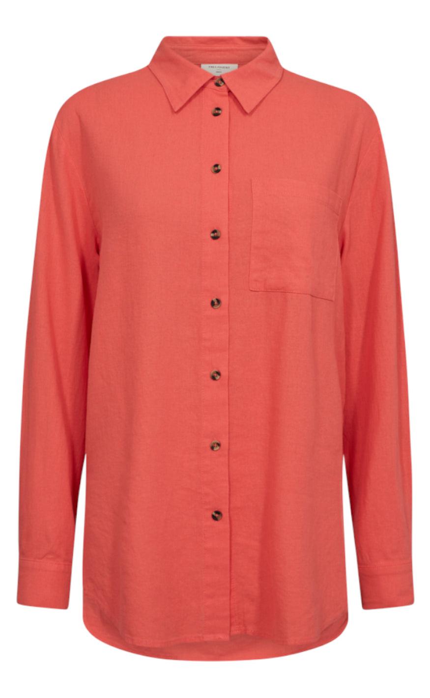 Freequent Skjorte - Lava Simple - Hot Coral
