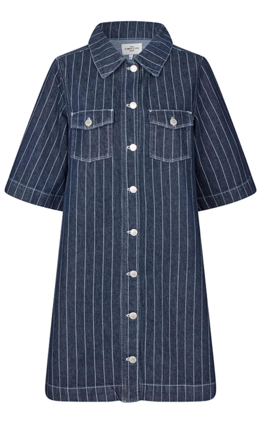Global Funk Kjole - Mira-G - Navy Pinstripe