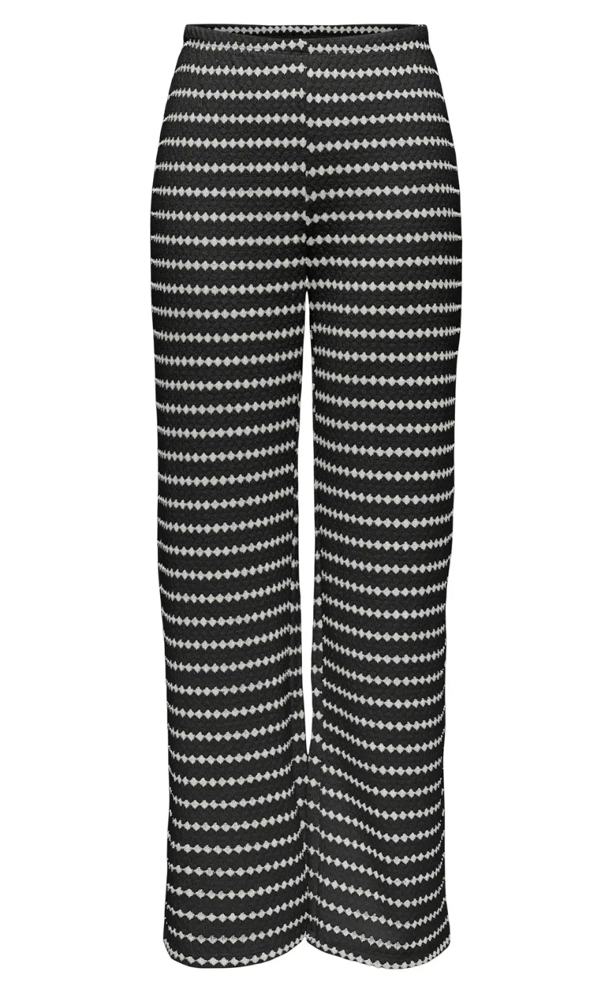 ONLY Bukser - Eva Stripe - Black/Cloud Dancer