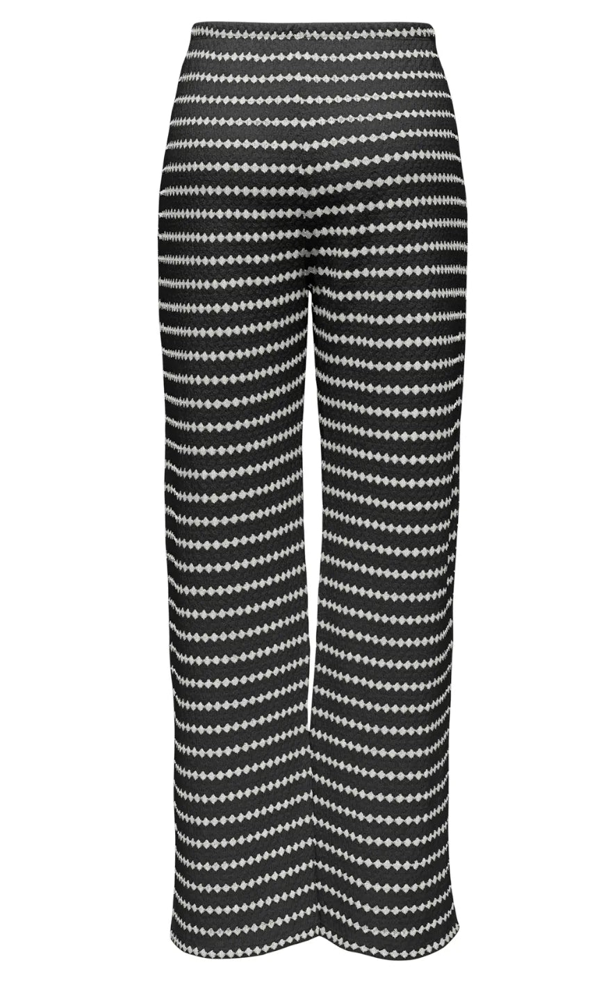 ONLY Bukser - Eva Stripe - Black/Cloud Dancer