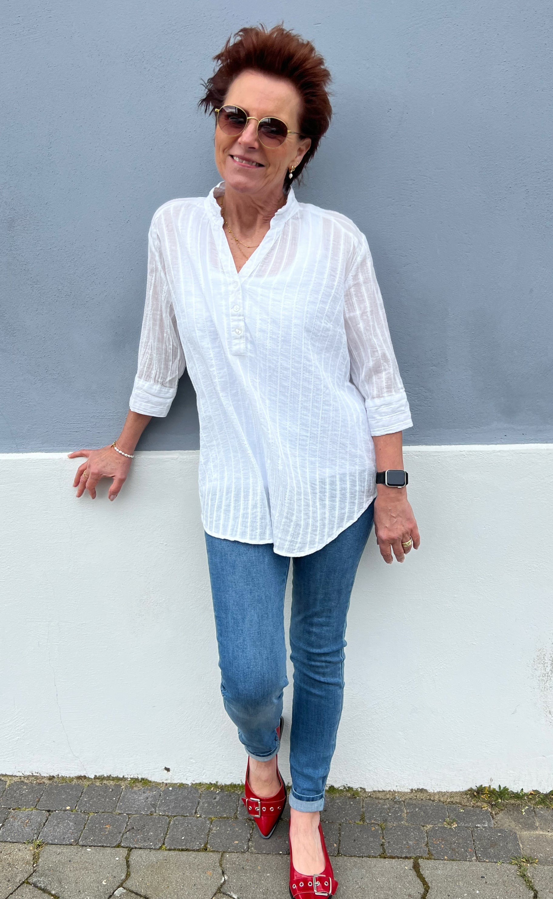 Say INA Copenhagen Skjorte - Simona - White Lurex