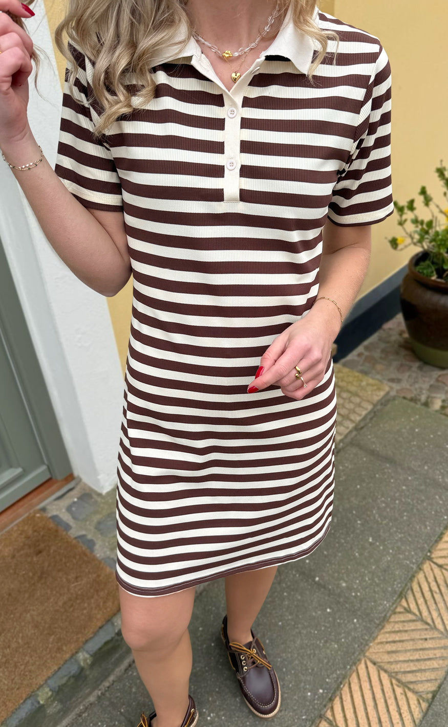Say INA Copenhagen Polo Kjole - Pamela - Brown Striped