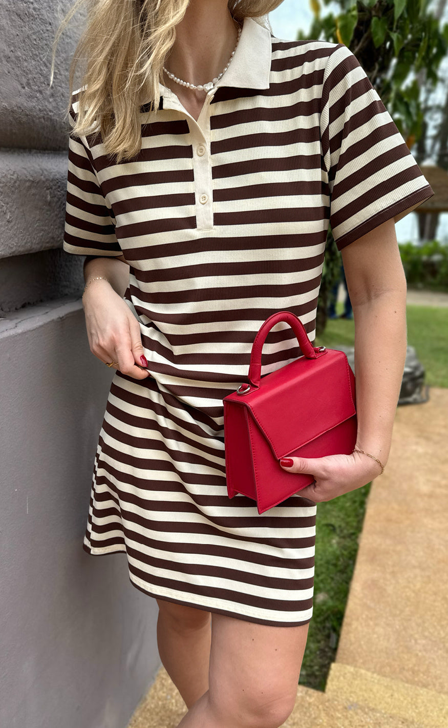 Say INA Copenhagen Polo Kjole - Pamela - Brown Striped