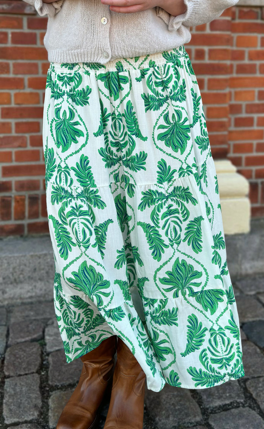 Say INA Copenhagen Nederdel - Malina - White / Green Paisley