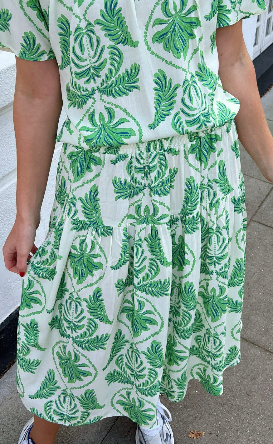 Say INA Copenhagen Nederdel - Malina - White / Green Paisley