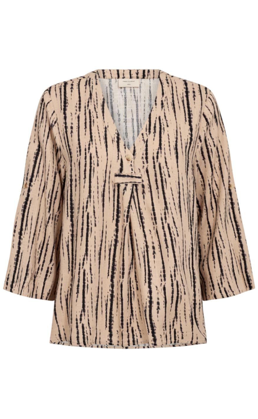 Freequent Bluse - Larin - Sand Melange w. Black