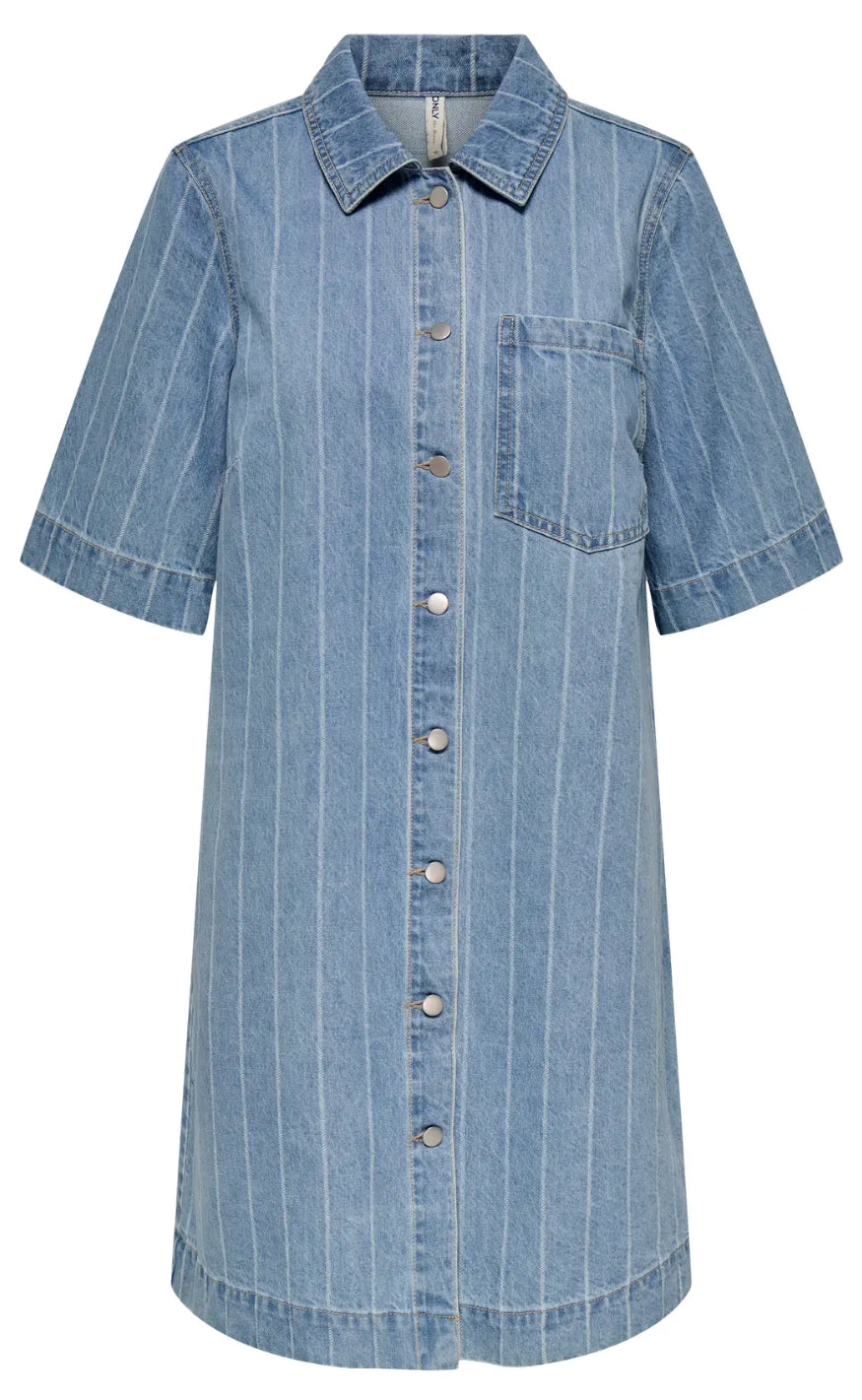 ONLY Kjole - Asta - Light Blue Denim Stripe