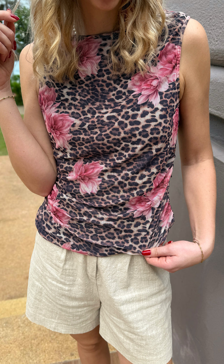 Say INA Copenhagen Top - Martina Mesh - Leopard / Flower