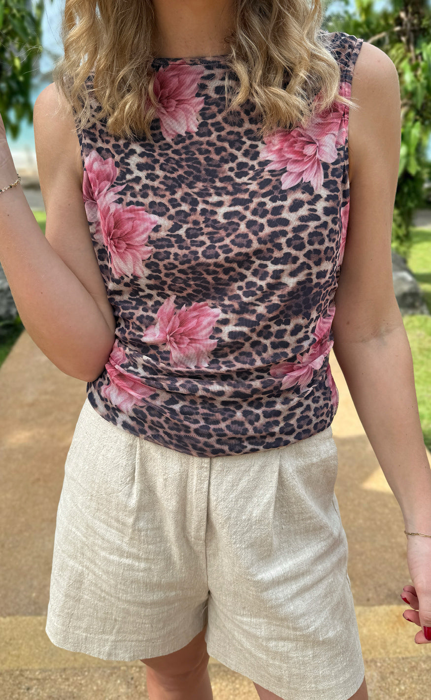 Say INA Copenhagen Top - Martina Mesh - Leopard / Flower