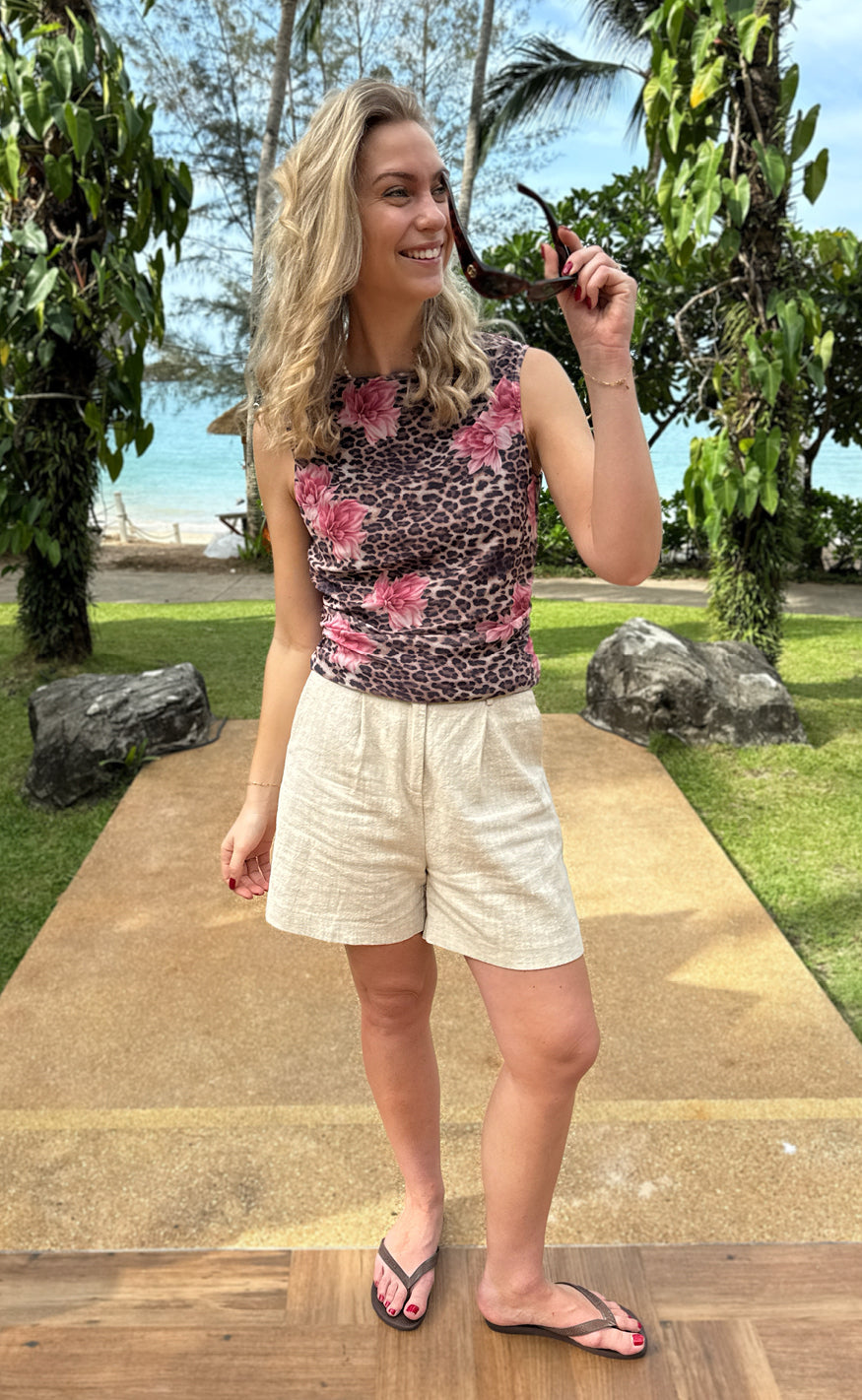 Say INA Copenhagen Top - Martina Mesh - Leopard / Flower