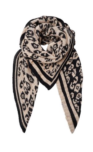 Black Colour Tørklæde - Bex Leo - Latte/Black Online Hot Salg
