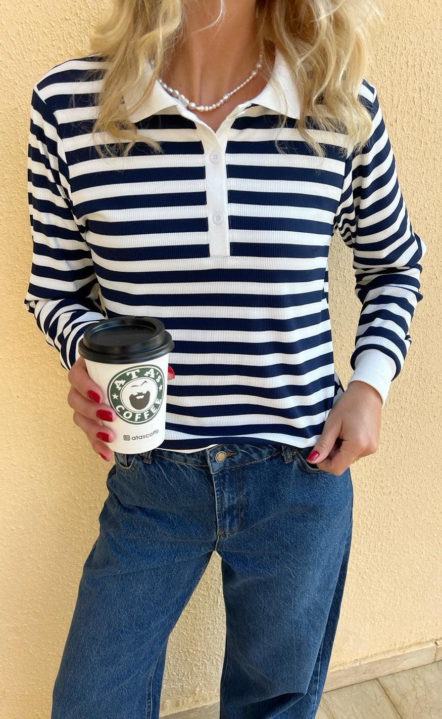 Say INA Copenhagen Polo / Bluse - Pamela - Navy Striped