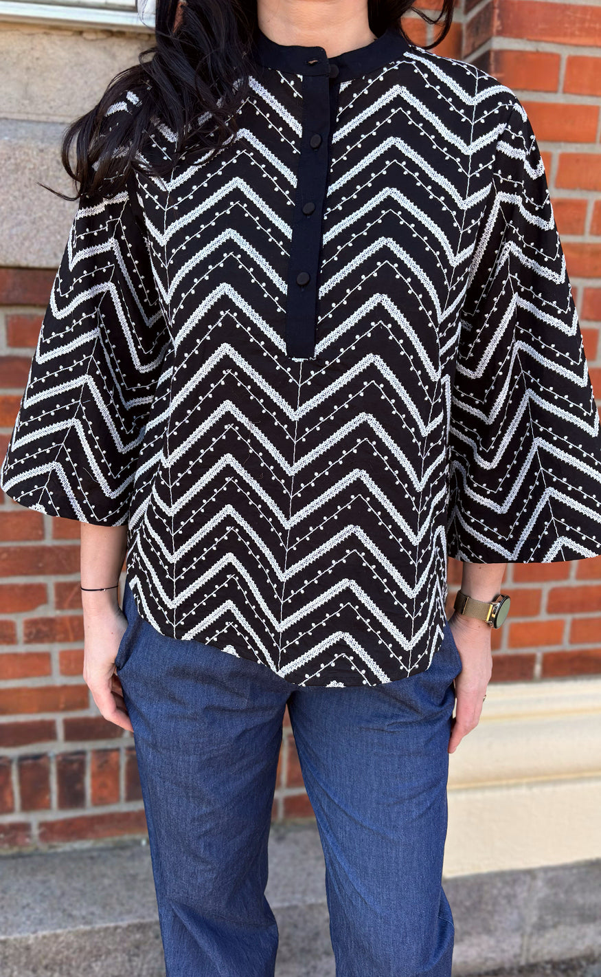 Say INA Copenhagen Skjorte - Zara Zig Zag - Black W. White