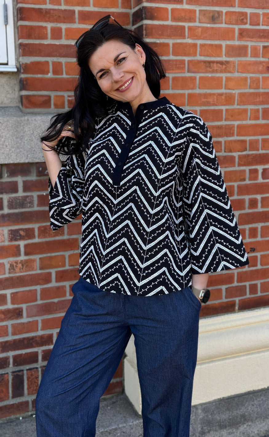 Say INA Copenhagen Skjorte - Zara Zig Zag - Black W. White