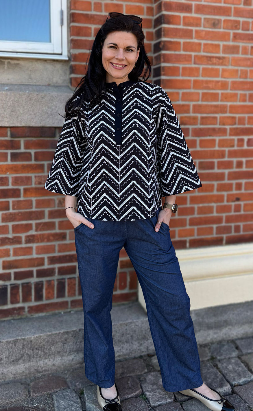 Say INA Copenhagen Skjorte - Zara Zig Zag - Black W. White