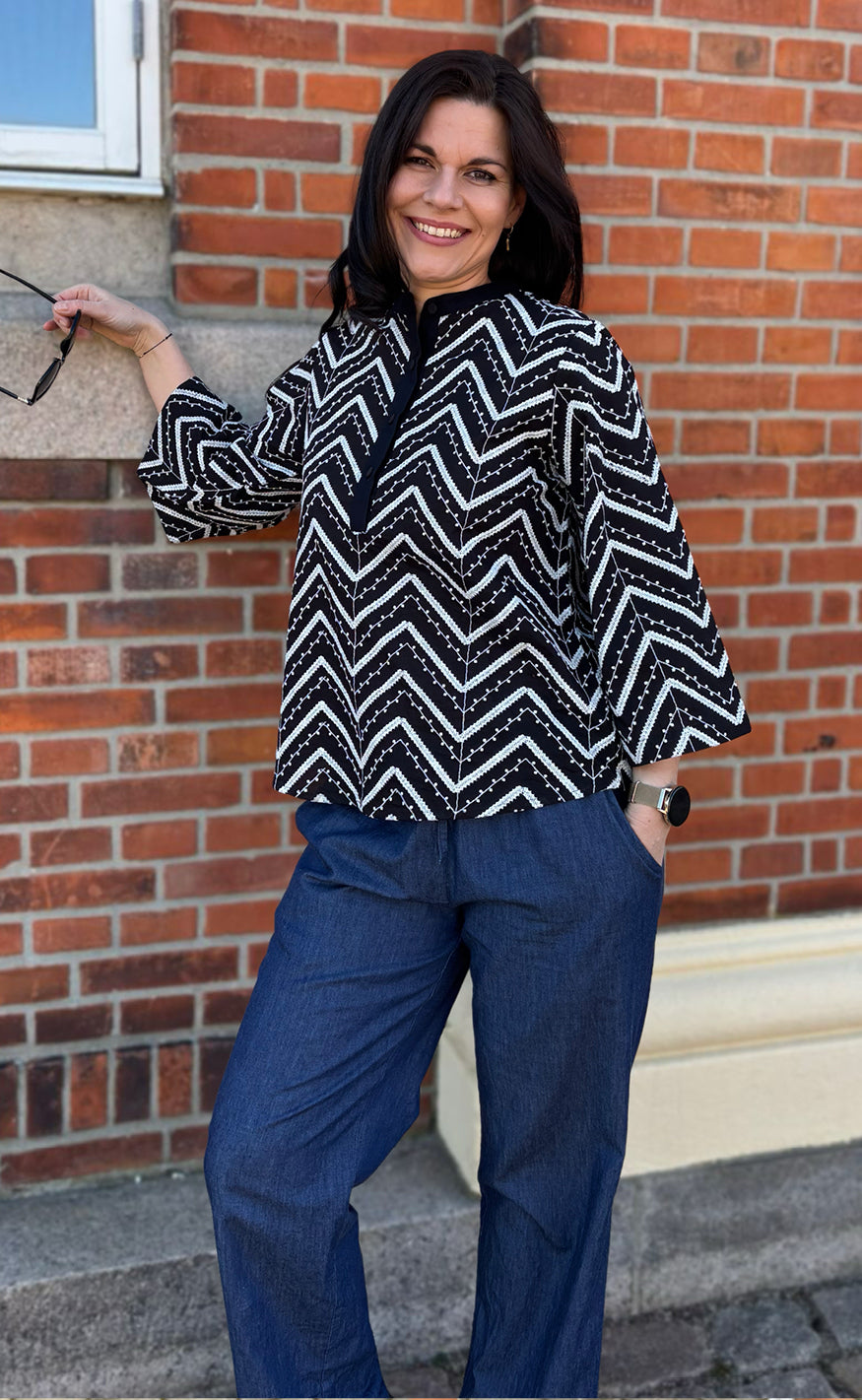 Say INA Copenhagen Skjorte - Zara Zig Zag - Black W. White