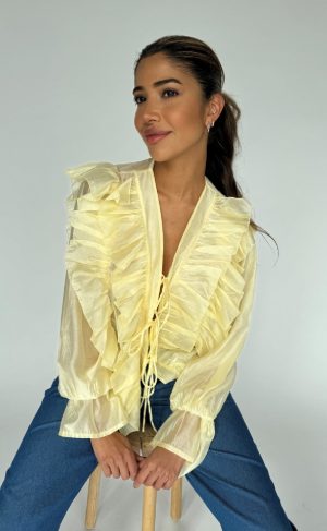 Continue Skjorte - Citta - Light Yellow Online Hot Salg
