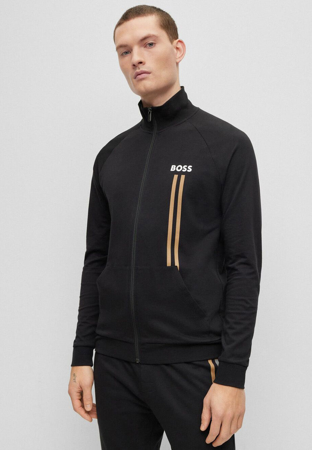 Hugo Boss Logo and Stribe Print Terry Track Jacket