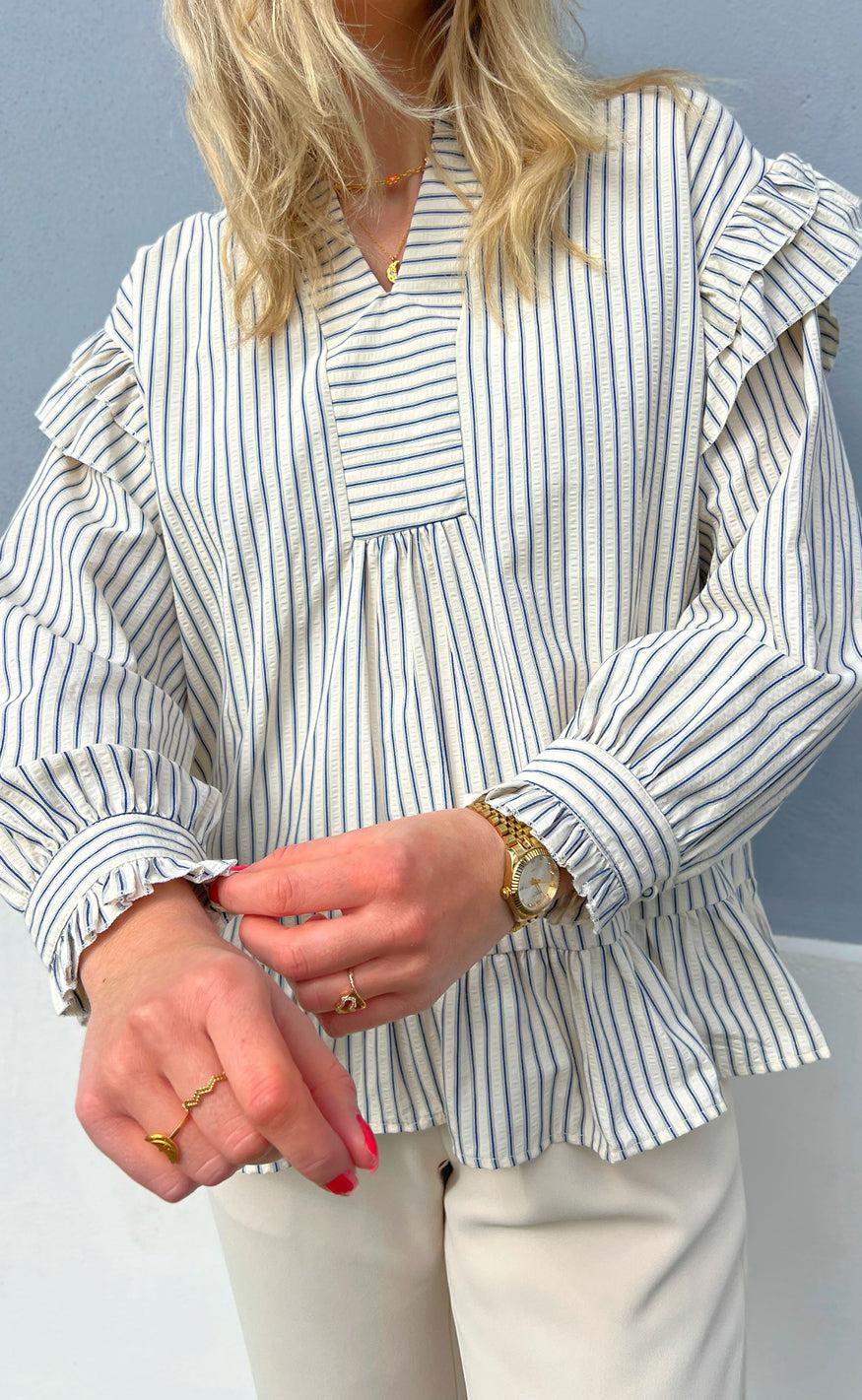 Say INA Copenhagen Bluse - Wilja - White/Blue Stripes