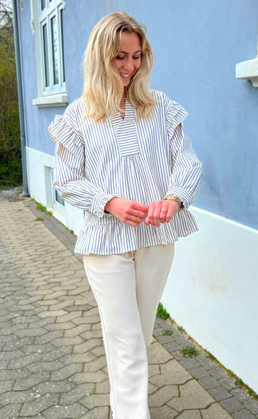 Say INA Copenhagen Bluse - Wilja - White/Blue Stripes