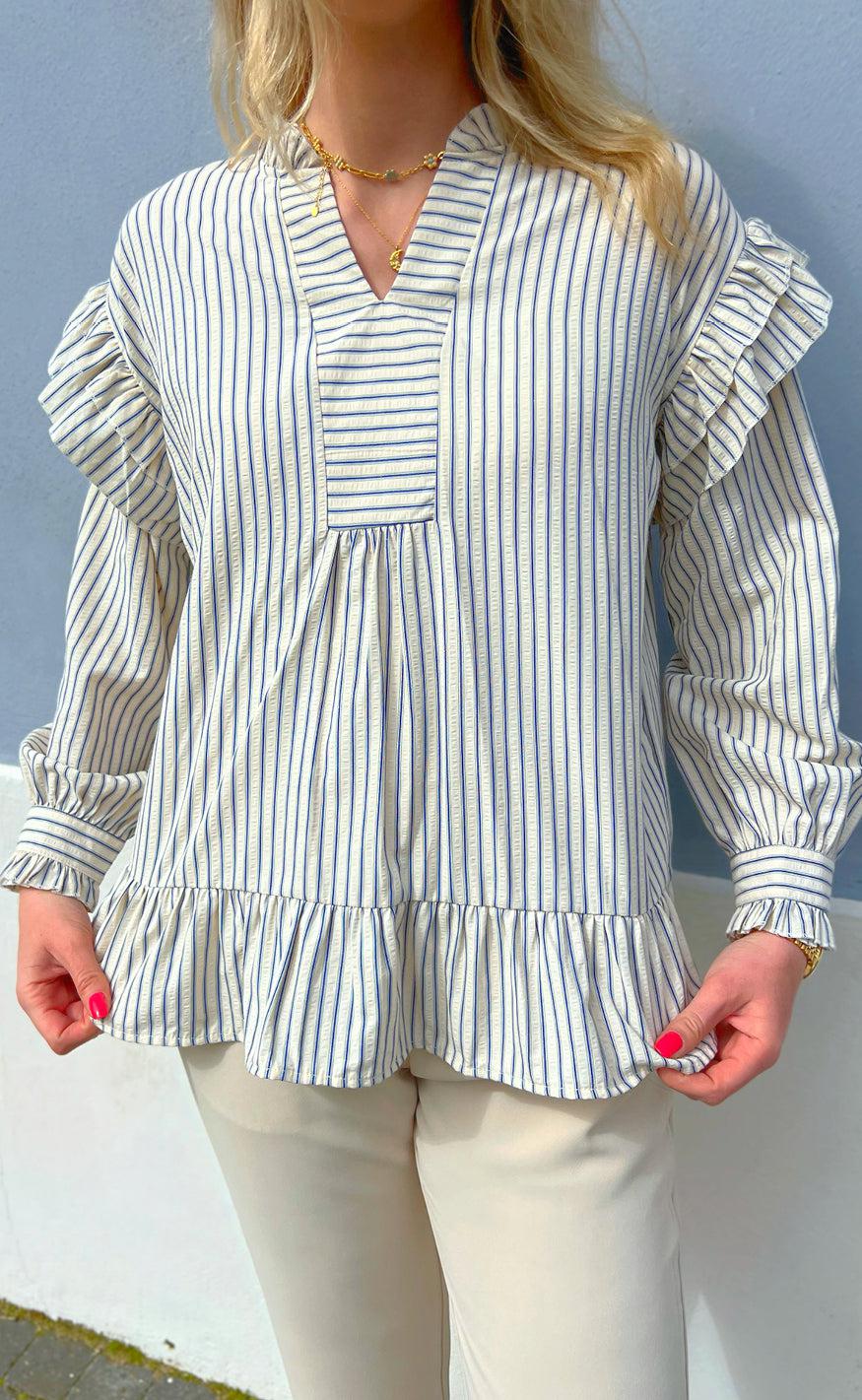 Say INA Copenhagen Bluse - Wilja - White/Blue Stripes