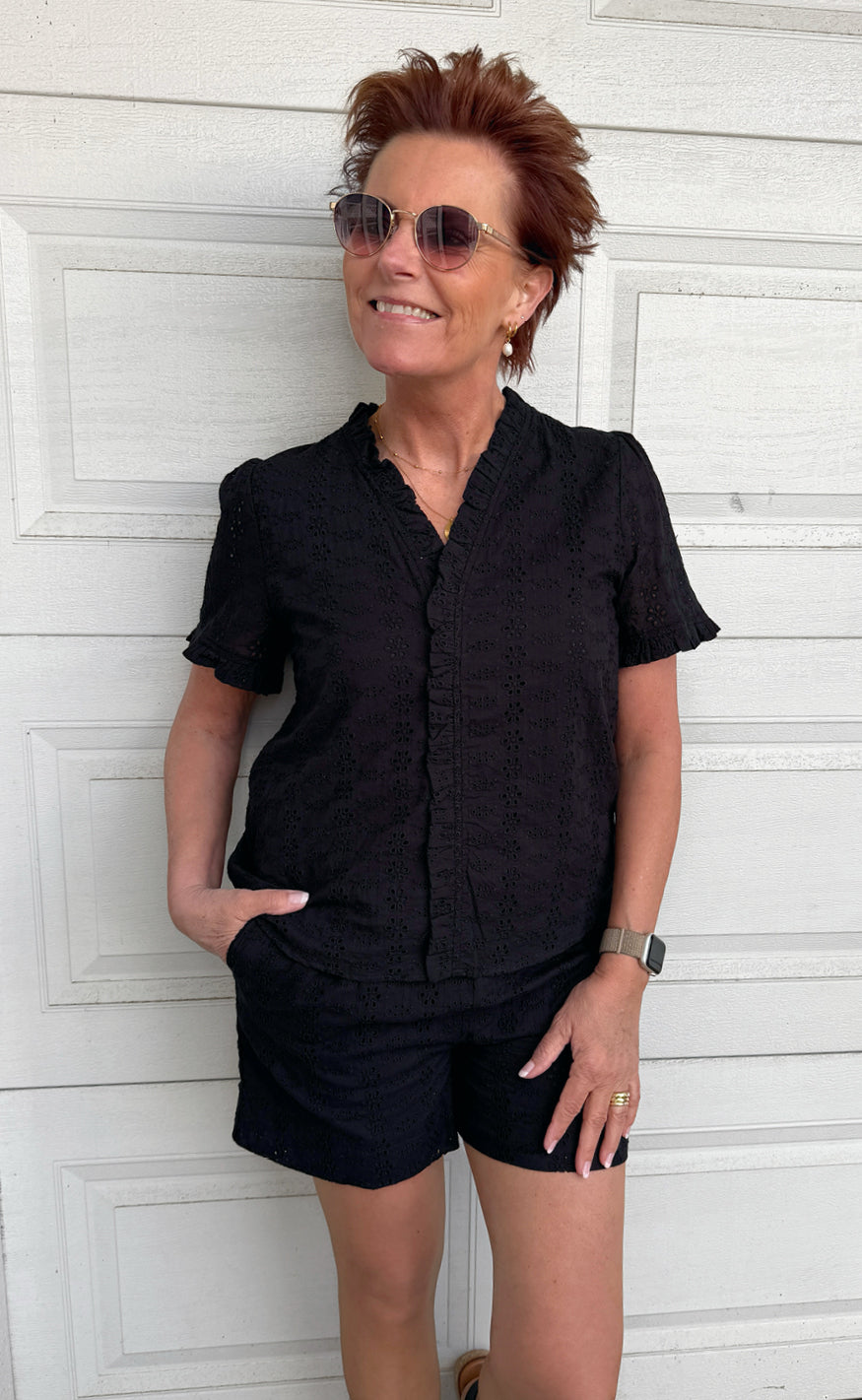 Say INA Copenhagen Top - Catja - Black Broderie Anglaise