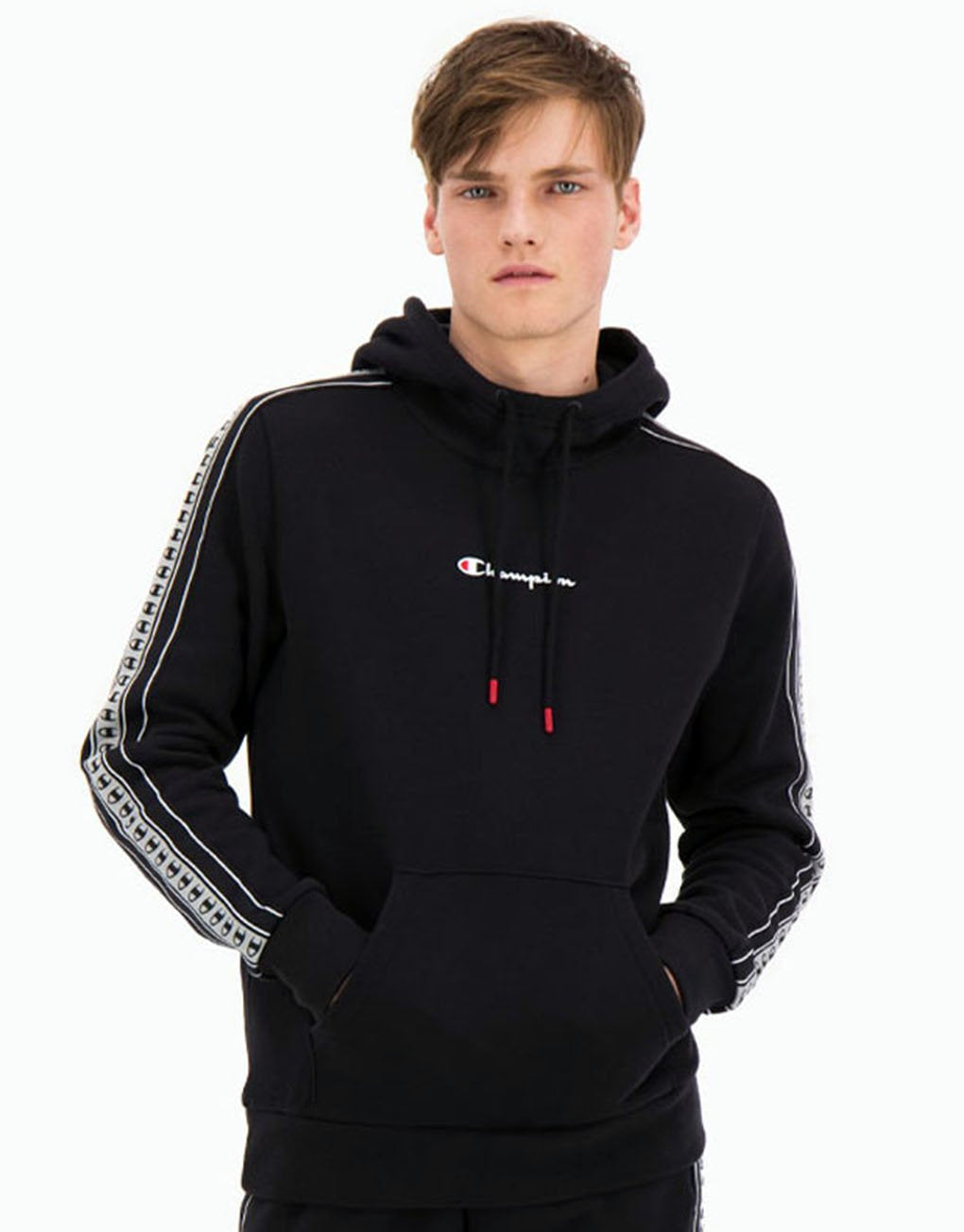 Champion Stripe C Logo Tape Cotton Terry Hoodie Rabat