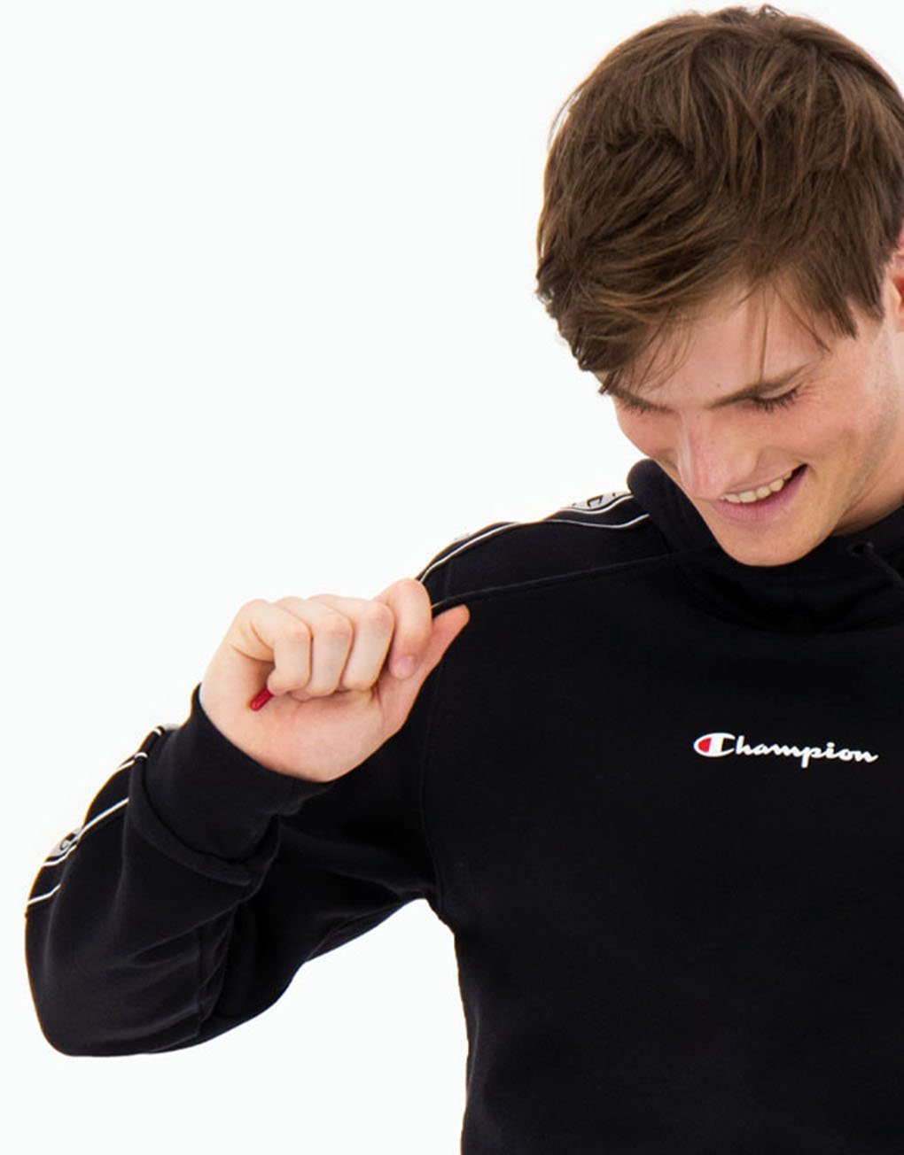 Champion Stripe C Logo Tape Cotton Terry Hoodie Rabat