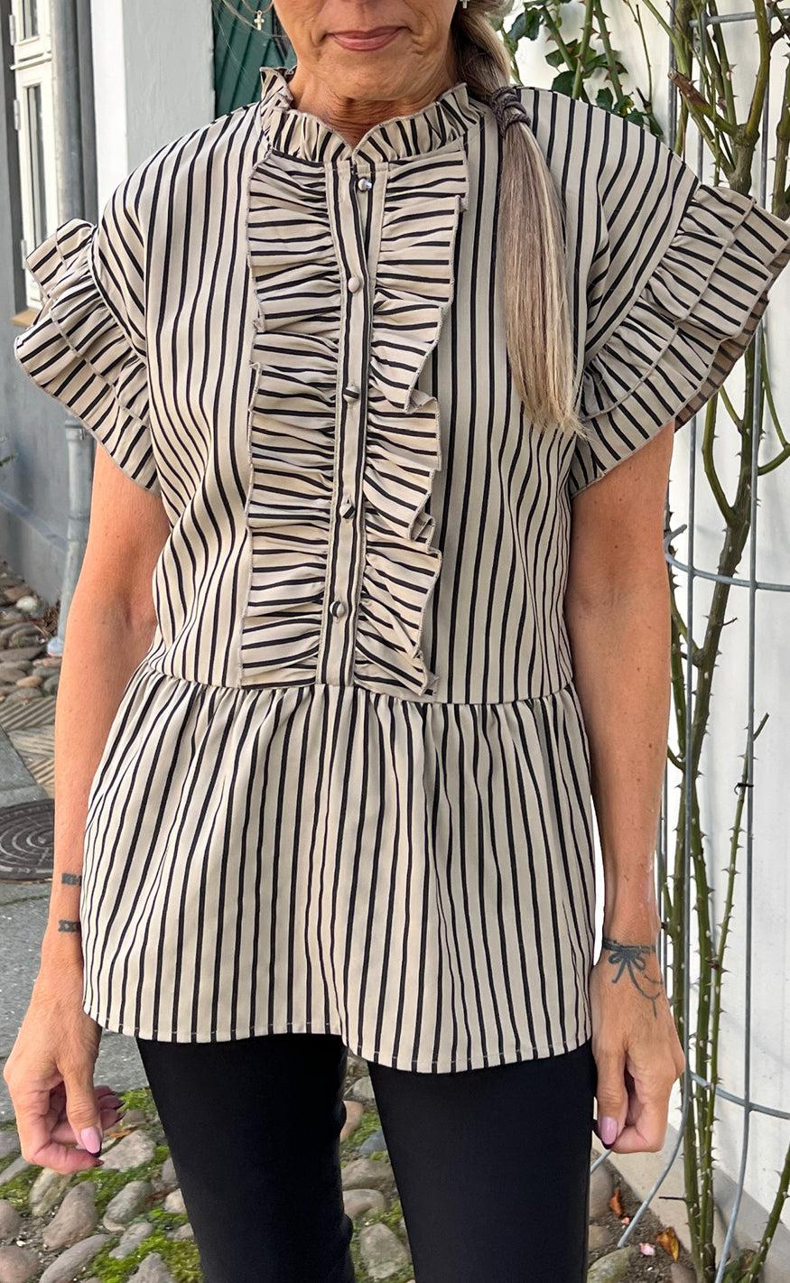 Say INA Copenhagen Top - Freya - Brown/Black Stripe
