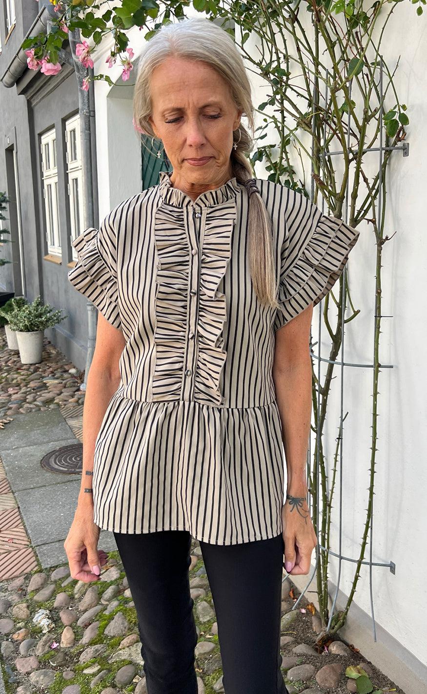 Say INA Copenhagen Top - Freya - Brown/Black Stripe
