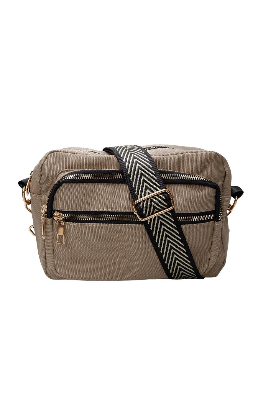 Black Colour Taske - Vanda - Khaki Zig Zag