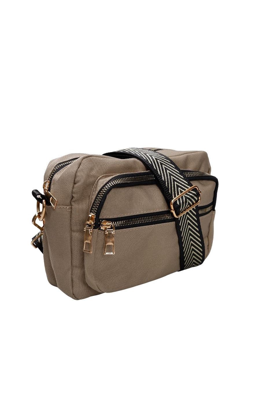 Black Colour Taske - Vanda - Khaki Zig Zag