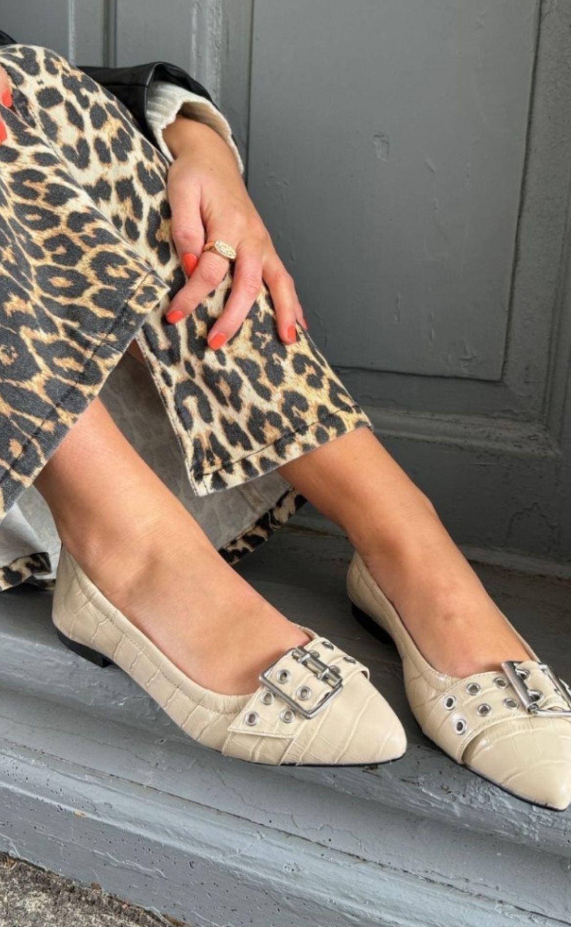Copenhagen Shoes Ballerina - The Reason Why - Creme Croc Online Hot Salg