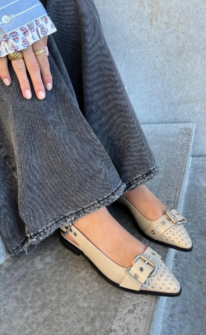 Copenhagen Shoes Ballerina - The Reason Why - Creme Croc Online Hot Salg
