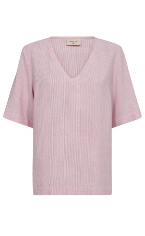 Freequent Bluse - Lava - Off White w. Fuchsia Pink