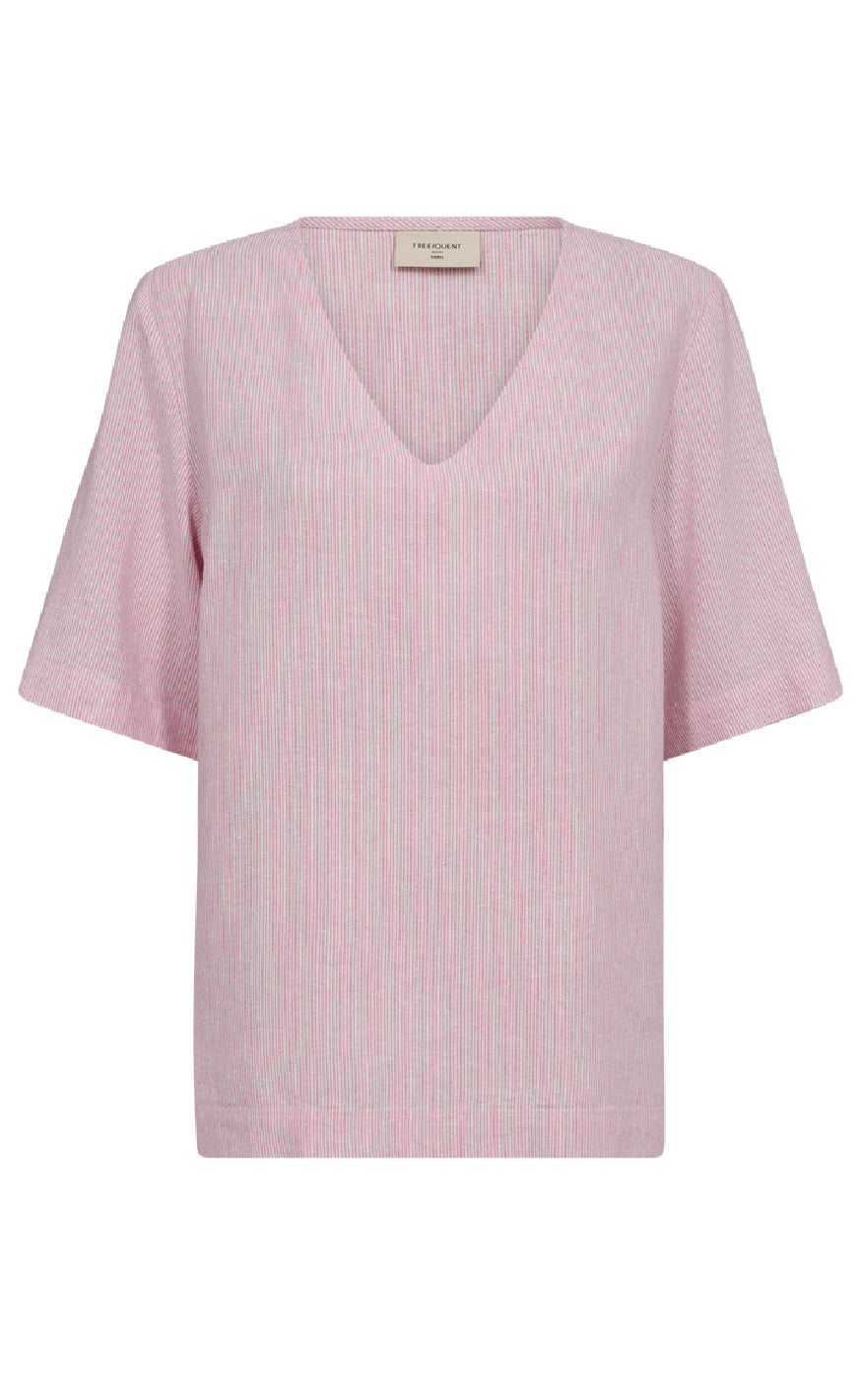 Freequent Bluse - Lava - Off White w. Fuchsia Pink