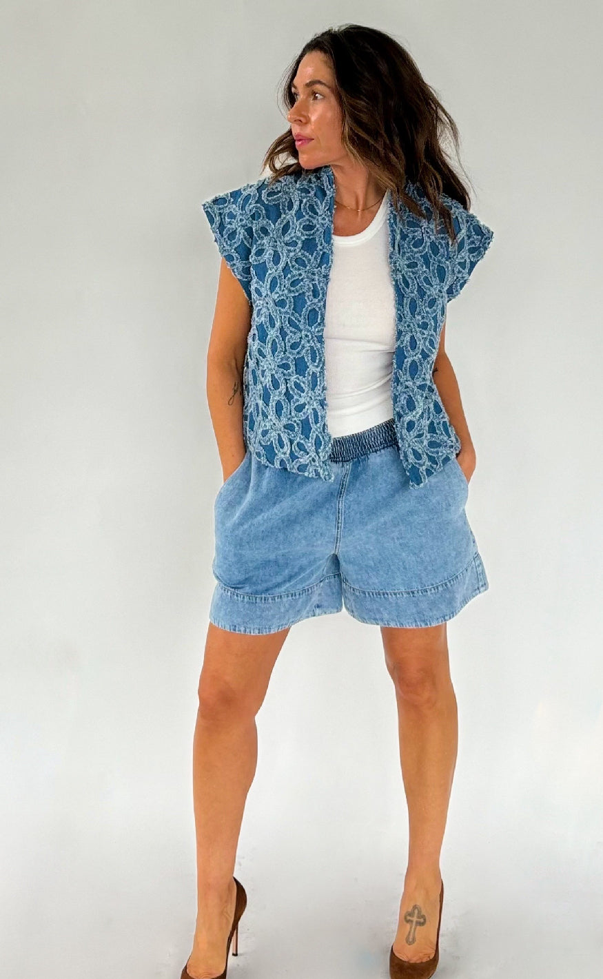 Gossia Vest - Nena - Denim Flowers