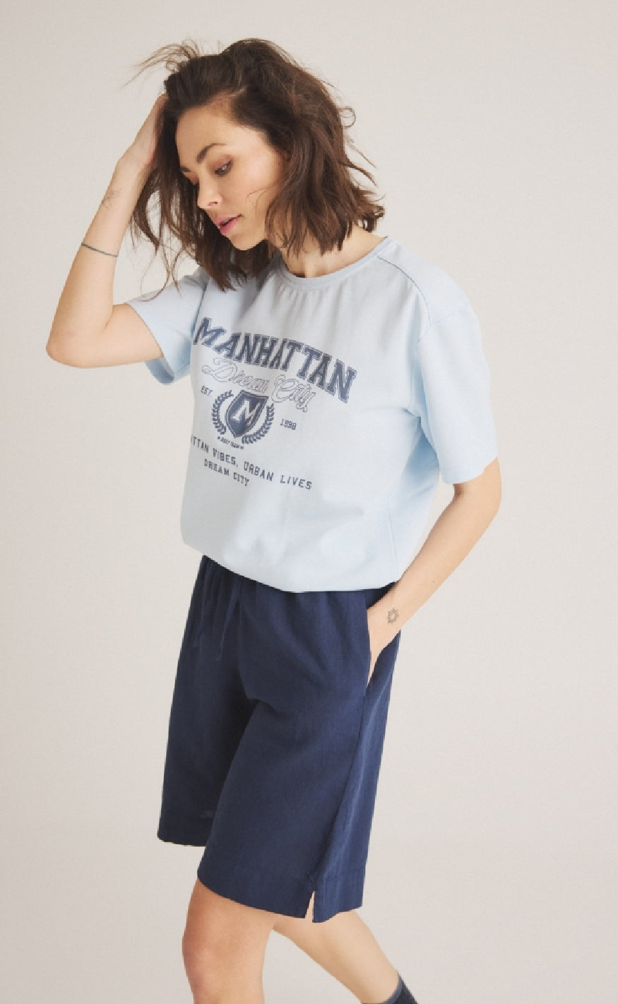 Luxzuz T-shirt - Mata - Baby Blue Online salg