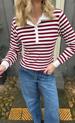 Say INA Copenhagen Polo / Bluse - Pamela - Bordeaux Striped