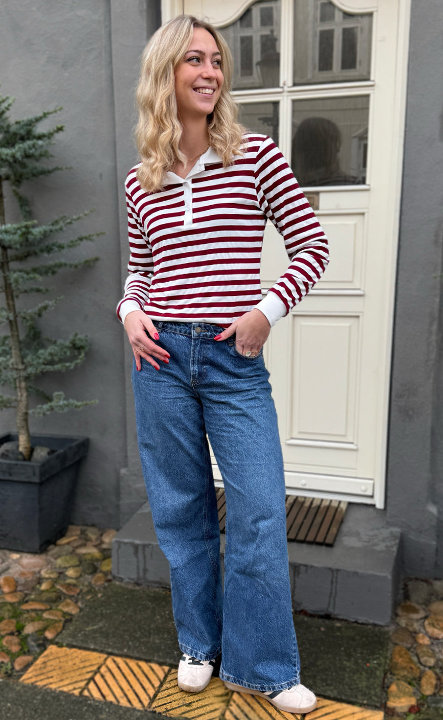 Say INA Copenhagen Polo / Bluse - Pamela - Bordeaux Striped