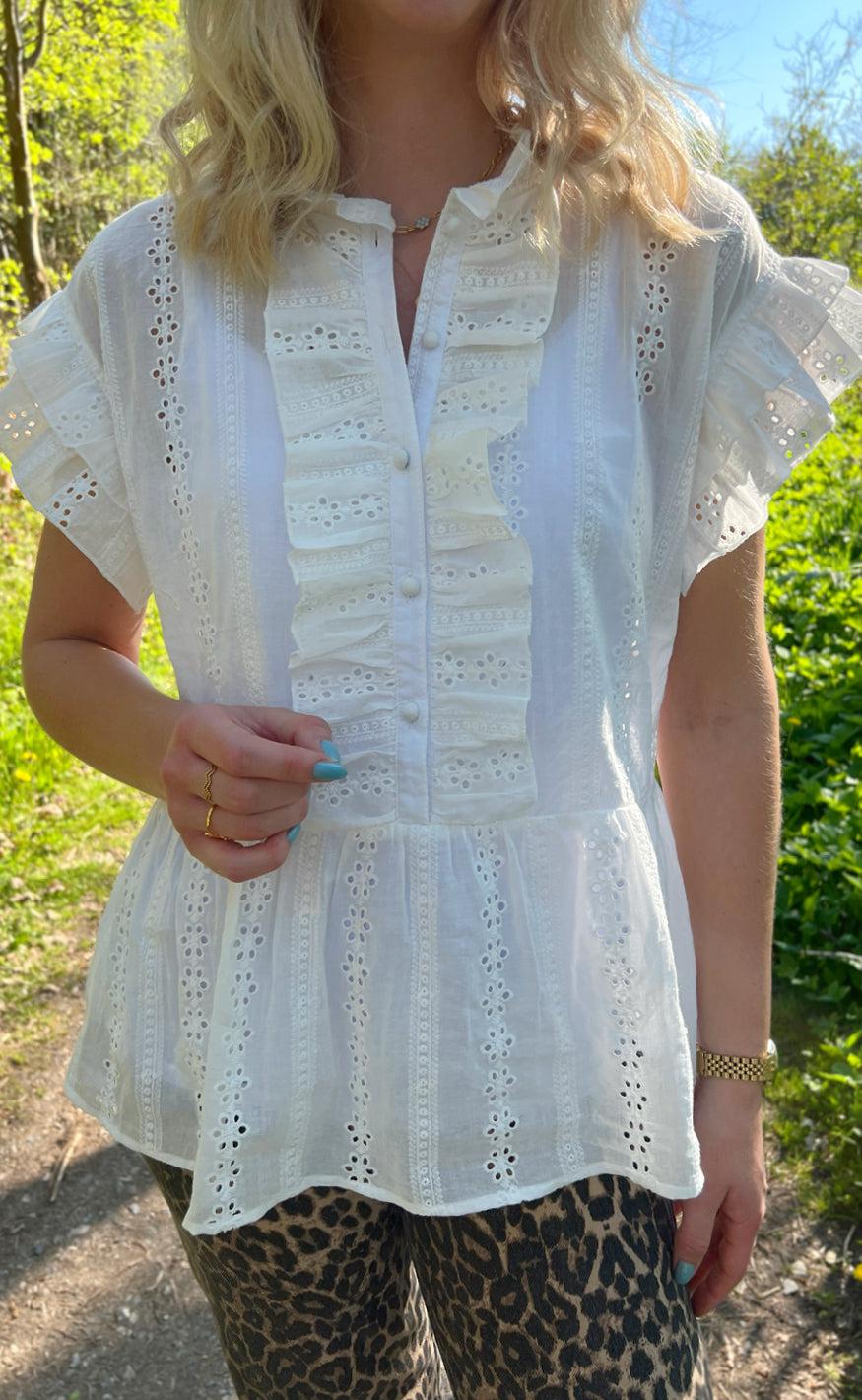 Say INA Copenhagen Top - Freya - White Broderie Anglaise